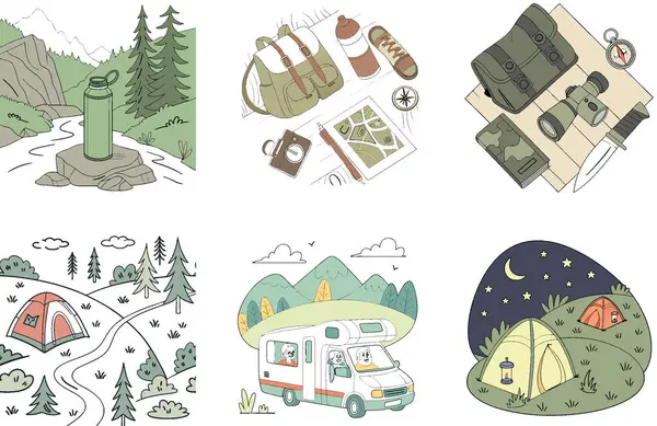 Kamp Gecesi. Parlak Alevler ve Gizem Koleksiyonları. Al, Image Set 'i oluşturdu. Clipart çizgi film deisgn simgeleri