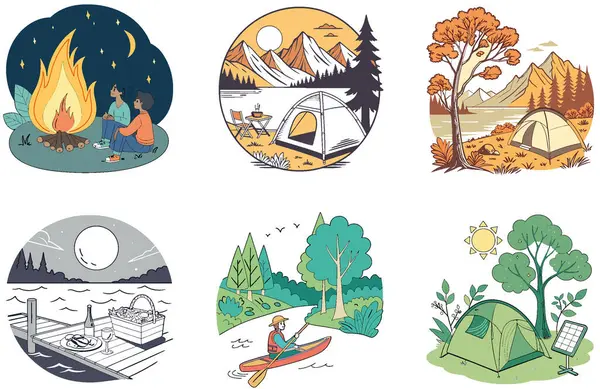 Kaçış Kampı. Bir Serenity ve Taze Hava Koleksiyonları paketi. Al, Image Set 'i oluşturdu. Clipart çizgi film deisgn simgeleri