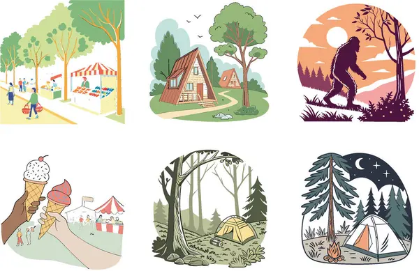 Kaçış Kampı. Bir Serenity ve Taze Hava Koleksiyonları paketi. Al, Image Set 'i oluşturdu. Clipart çizgi film deisgn simgeleri