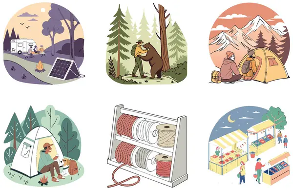 Kamp Macerası. Kış ve Görkemli Koleksiyon Resimleri Paketi. Al, Image Set 'i oluşturdu. Clipart çizgi film deisgn simgeleri