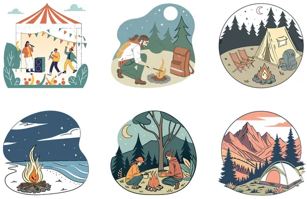 Kaçış Kampı. Bir Serenity ve Snowy Collection Illustrations. Al, Image Set 'i oluşturdu. Clipart çizgi film deisgn simgeleri