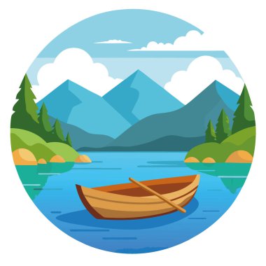 El agua cristalina de un hermoso paisaje del lago 'yu içti. Yapay zeka üretildi. Vektör simgesi