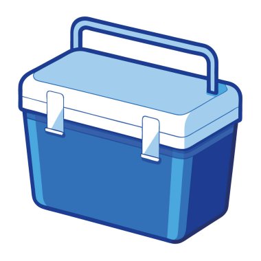 Açık Hava Maceraları için Dayanıklı Mavi Buz Soğutucu Kamp Piknikleri. Yapay zeka üretildi. Vektör simgesi