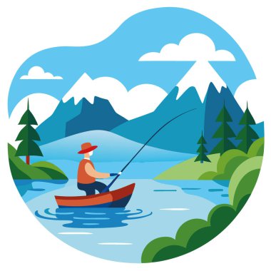 Manzaralı Balık Anları. Huzurlu Sular ve Bereketli Manzaralar Şaşırtıcı Detaylarda Yakalandı. Yapay zeka üretildi. Vektör simgesi