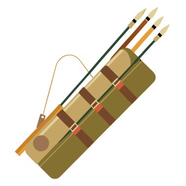 İçinde dört olta çubuğu olan bej renkli bir olta kılıfı. Yapay zekanın oluşturduğu balık avı için hazır. Vektör simgesi