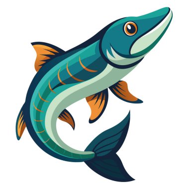 Zarif bir şekilde berrak sularda yüzen görkemli misk canlı renklerini ve keskin özelliklerini sergiliyor. Yapay zeka üretildi. Vektör simgesi