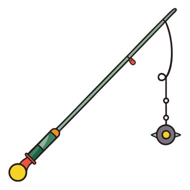 Balık Tutkunları ve İllüstratörler için Basit ve Yaratıcı Bir Balık Tutma Çubuğu Çizimi İdeal. Yapay zeka üretildi. Vektör simgesi