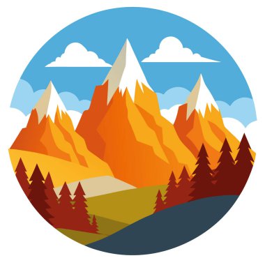 Almanya. Bavyera 'da. Garmisch-Partenkirchen. Grainau. Sonbaharda Wetterstein Dağları. Güzel, basit bir görüntü. Yapay zeka üretildi. Vektör simgesi