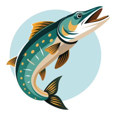 Sersemletici Pike Balık Resimleri Doğal Yaşam Alanlarında ve Sualtında Tatlı Su Yırtıcılarının Güzelliğini Yakalıyor. Yapay zeka üretildi. Vektör simgesi