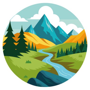 Doğanın nefes kesici manzaralar sunan büyüleyici güzelliğini keşfedin ve kendinizi yapay zekaya daldırmak için sakin manzaralar. Vektör simgesi