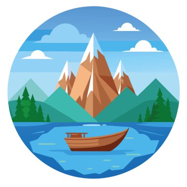 Güne, yapay zekanın yarattığı görkemli dağlarla çevrili kristal berrak bir göl boyunca süzülen ahşap bir teknenin nefes kesici görüntüsüyle başla. Vektör simgesi
