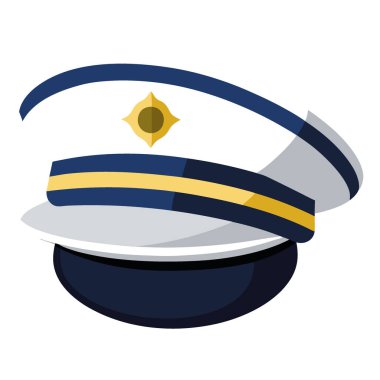 Deniz teması ve deniz olayları için mükemmel donanma çizgili klasik beyaz kaptan şapkası şeffaf arka planda izole edilmiş yapay zeka. Vektör simgesi