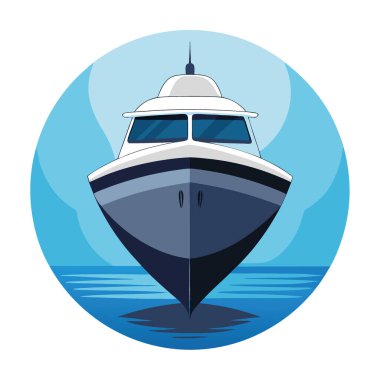 Gösterişli. Modern tekne cepheden gösteriliyor. Sakin sularda yüzüyordu. Yapay zekanın oluşturduğu sakin bir zemin karşısında pürüzsüz çizgilerini ve tasarımını sergiliyor. Vektör simgesi