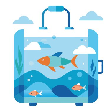 Beyaz arka planda okyanus saydam bavul balığıyla güzel bir illüstrasyon. Yaz gezisi. tatil konsepti. İzole edilmiş set. Deniz konsepti. Yaz deniz manzarası yapay zeka üretildi. Vektör simgesi