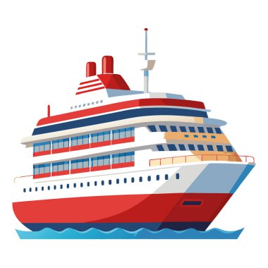 Gerçekçi yolcu gemisi planı. Lüks turist nakliye gemisi. Yolcu gemisi Voyage. Deniz unvanı. Deniz tatili. Yat. Nakliye tasarımı Vektör çizimi. Yapay zeka üretildi. Vektör simgesi