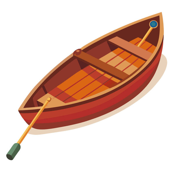 Классический деревянный гребной катер идеально подходит для неторопливых прогулок по озеру или рыбалки. Идеально подходит для иллюстраций. визуализации. и проекты на морскую тематику, созданные ИИ. Значок вектора