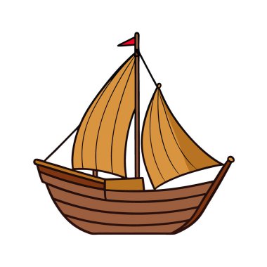 Beyaz arka planda izole edilmiş geleneksel bir yelkenli teknesinin silueti. Yapay zeka üretildi. Vektör simgesi