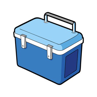 Açık Hava Maceraları için Dayanıklı Mavi Buz Soğutucu Kamp Piknikleri. Yapay zeka üretildi. Vektör simgesi