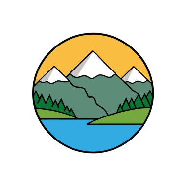 Güzel Bulkley Vadisi - Hudson Körfezi Dağı - Sarı Kafa. Güzel, basit bir görüntü. Yapay zeka üretildi. Vektör simgesi