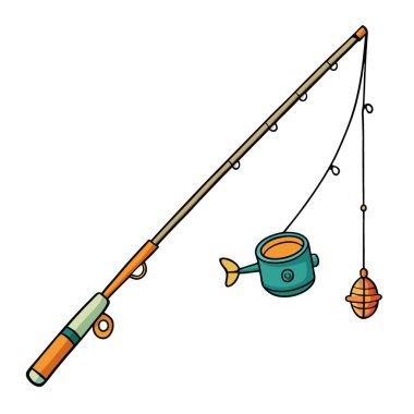 Tam bir olta ve makara seti. Yapay zekanın ürettiği mükemmel yakalama için aksesuarlarla birlikte hazır. Vektör simgesi