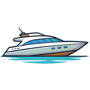 Sakin sularda parlak bir yat süzülüyor. Yapay zekanın yarattığı sakin bir ortamda lüks ve zarafet sergiliyorsun. Vektör simgesi