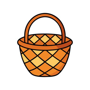 Yontulmuş canlı dokuma desenli Rustik Creel Sepeti Ülke Dekorasyonu ya da Balıkçılık Gezileri için mükemmel. Yapay zeka üretildi. Vektör simgesi
