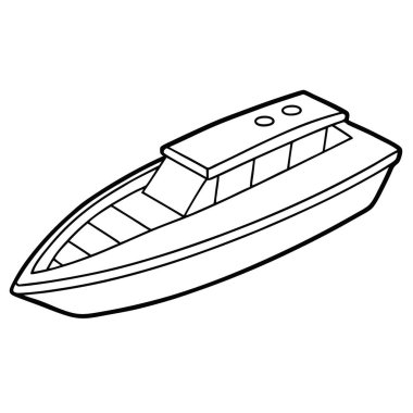 Beyaz arka planda izole edilmiş siyah çizgilerden oluşan bir su teknesinin ana hatları. Yukarıdan bak. Vektör illüstrasyonu yapay zeka üretildi. Vektör simgesi