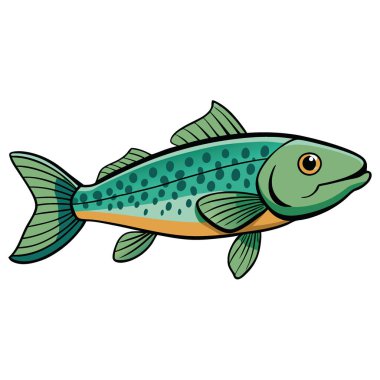 Detaylı desenleri olan büyüleyici tatlı su balıkları ve el değmemiş bir nehir ortamında yakalanmış canlı renkler. Yapay zeka üretildi. Vektör simgesi