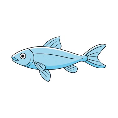 Katı beyaz arka planda 32k 'de yüzen bir balığın temiz çizgisi. Tam ultra HD. Yüksek çözünürlük Yapay zeka üretildi. Vektör simgesi