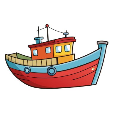 Canlı bir balıkçı teknesi sakin sularda huzur içinde yatar. Kırsal çekiciliğini ve yapay zekanın yarattığı deniz yaşamının güzelliğini sergiliyor. Vektör simgesi