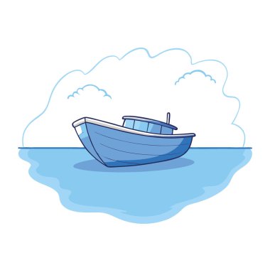 Sakin mavi bir tekne durgun sularda huzur içinde sürüklenir. Yumuşaklarla çevrili. Bulanık arkaplan. Rahatlamak için mükemmel yapay zeka üretildi. Vektör simgesi