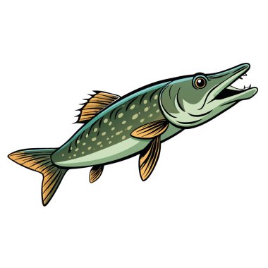 Kristal berrak sulardaki bir balığın çarpıcı sualtı çekimi - Tatlı su yırtıcı balığının insansız hava aracı fotoğrafı. Yapay zeka üretildi. Vektör simgesi