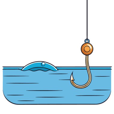 Sakin bir sahnenin içinde sakin bir su üzerinde asılı bir olta var. Huzurlu bir günün huzurlu atmosferini yansıtan yapay zeka. Vektör simgesi