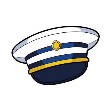 Deniz teması ve deniz olayları için mükemmel donanma çizgili klasik beyaz kaptan şapkası şeffaf arka planda izole edilmiş yapay zeka. Vektör simgesi