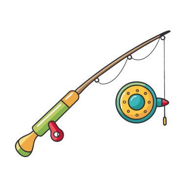 Işık Arkaplanda Renkli Olta ve Olta. Balık Tutkunları ve Balıkçılık Vitesi Özünü Yakalayan Açık Hava Rekreasyon Görüntüleri için mükemmel. Yapay zeka üretildi. Vektör simgesi