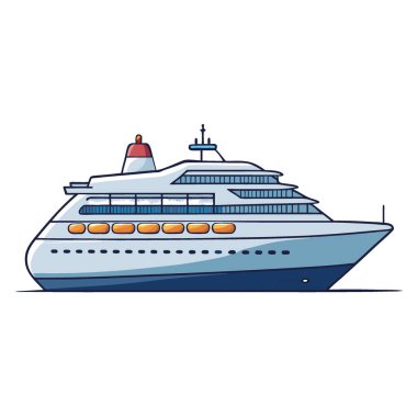 Gerçekçi yolcu gemisi planı. Lüks turist nakliye gemisi. Yolcu gemisi Voyage. Deniz unvanı. Deniz tatili. Yat. Nakliye tasarımı Vektör çizimi. Yapay zeka üretildi. Vektör simgesi