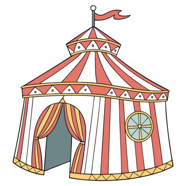 Sirk çadırı. Şeffaf arkaplanda karnaval çadırı var. Yapay zeka üretildi. Vektör simgesi