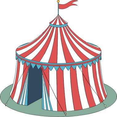 Sirk çadırı tasviri. Yapay zeka tarafından üretilmiş. Üç boyutlu illüstrasyon. Yapay zeka üretildi. Vektör simgesi