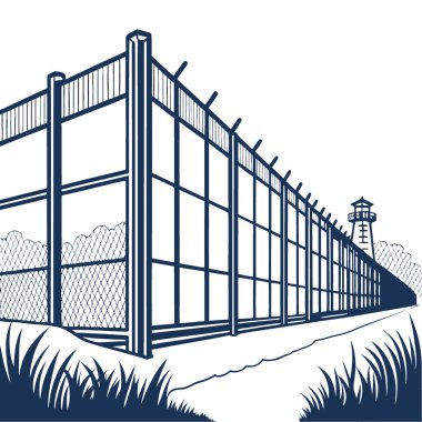 Devlet sınırı ya da korunan nesne. Seçici odaklı arkaplan ve boşluğu kopyala. Yapay zeka üretildi. Vektör simgesi