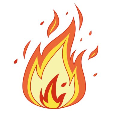 Yüksek çözünürlüklü ateş emojisinin fotorealistik bir görüntüsü. Yapay zekanın ürettiği beyaz bir arka planda izole edilmiş. Vektör simgesi