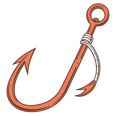 Beyaz Arkaplanda Üç Keskin Noktalı Parlak Turuncu Balık Kancası. Yapay zeka üretildi. Vektör simgesi