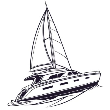 Şeffaf arkaplanda izole edilmiş beyaz arka planda zarif bir yat. Yapay zeka üretildi. Vektör simgesi