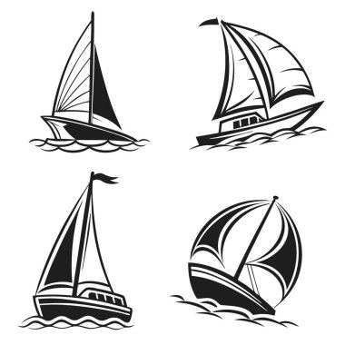 Yelkenli siyah vektör illüstrasyon klipsi resim elementinin logosu. Yapay zeka üretildi. Vektör simgesi