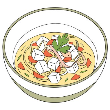 CiorbA 'ya yakın çekim mi? De BurtA mı? Yapay zekanın yarattığı yumuşak işkembe ve canlı garnitürleri gösteriyor. Vektör simgesi