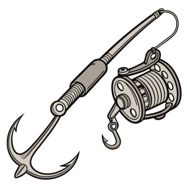 Balıkçı Kancası Yem Oltası Balıkçılık Açık Hava Balıkçılığı Gear Keskin Metal L. Yapımı. Vektör simgesi