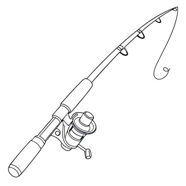 Balık Tutkunları ve İllüstratörler için Basit ve Yaratıcı Bir Balık Tutma Çubuğu Çizimi İdeal. Yapay zeka üretildi. Vektör simgesi