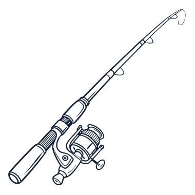 İzole edilmiş balıkçı direği beyaz arka planda açık hava için mükemmel. Spor. Boş zaman ve eğlence teması. Yapay zeka üretildi. Vektör simgesi