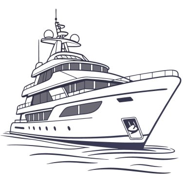 Gösterişli. Birçok güvertesi ve sofistike tasarımı olan modern lüks bir yat. AI 'ın ürettiği açık denizlerde dolaşmak için mükemmel. Vektör simgesi