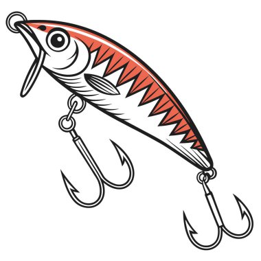 Bu balık yemi keskin bir tasarım ve canlı renkler içerir. Yapay zekanın ürettiği çeşitli su koşullarında balık yakalama arayışındaki balıkçılar için mükemmel bir seçim. Vektör simgesi