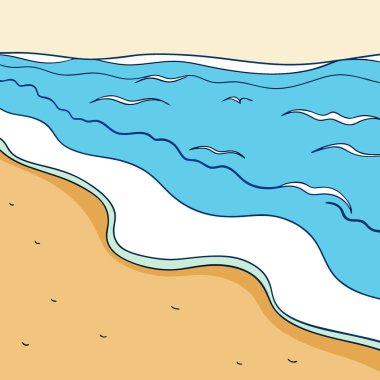 Sakin sahil dalgaları. Kumlu sahil. Sakin bir sahne. Stok fotoğrafı, yapay zeka üretildi. Vektör simgesi